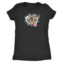 Load image into Gallery viewer, a black Next Level Womens Triblend shirt featuring the OMG You're Home German Shepherd dog design on the front in full color.