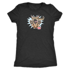 a black Next Level Womens Triblend shirt featuring the OMG You're Home German Shepherd dog design on the front in full color.