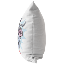 Load image into Gallery viewer,  Side view of a soft decorative pillow featuring an excited Blue Nose Pitbull from OMG You'e Home