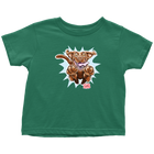 a green OMG You're Home t-shirt featuring the original Chocolate Labrador Retriever dog design on the front