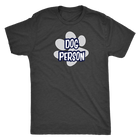 front view of a dark grey t-shirt with the Dog Person design by OMG You're Home
