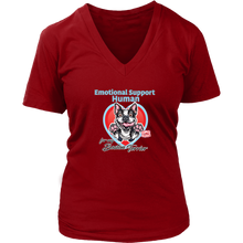 Load image into Gallery viewer, Emotional Support Human - Boston Terrier - Womens V-Neck for Bostie Lovers