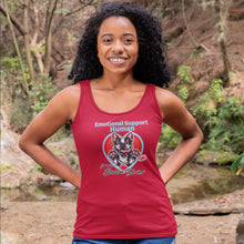 Load image into Gallery viewer, a woman in a red tank featuring the Boston Terrier dog design in the Emotional Support Human collection. Great gift idea for the Bostie dog lover.