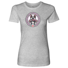 Load image into Gallery viewer, Next Level Womens heather grey Shirt featuring the OMG You're Home! Boston Terrier design with "Rescue is my favorite breed"