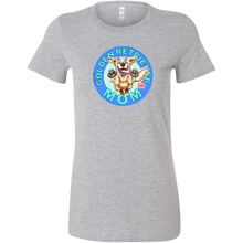 Load image into Gallery viewer, A women's heather grey t-shirt featuring the OMG You're Home! Golden Retriever artwork