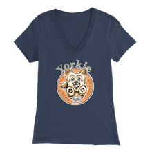 Load image into Gallery viewer, Grey Yorkie v-neck t-shirt by OMG You're Home