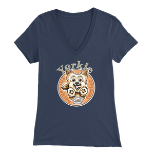 Grey Yorkie v-neck t-shirt by OMG You're Home