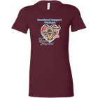 a womens burgundy shirt featuring the original German Shepherd dog artwork by OMG You're HOME! The text "Emotional Support Human" appears above the design in light blue letters.