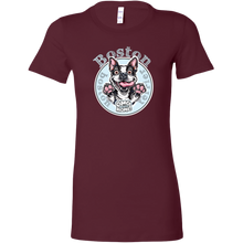 Load image into Gallery viewer, a woman's bergundy shirt with a Boston Terrier dog design by OMG You're Home