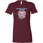 Womens burgundy t-shirt with Emotional Support Human for my Blue Nose Pitbull design on front