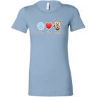 light blue Bella Womens Shirt featuring the Peace Love Yorkie dog design from OMG You're HOME!