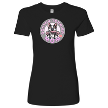 Load image into Gallery viewer, a black shirt with the OMG You're Home! Boston Terrier dog Mom design on the front in pink letters
