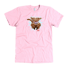 Load image into Gallery viewer, front view of a men's pink t-shirt with the OMG You're Home Chocolate Labrador Retriever dog design in full color