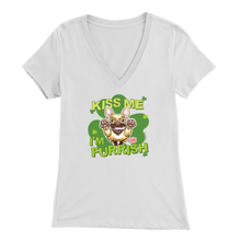 Load image into Gallery viewer, Kiss me I'm furrish -Fawn Frenchie Dog - Bella Womens V-Neck