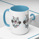 Happy White Husky Accent Coffee Mug | Cute Jumping Dog Paw Print Design (11/15 oz)