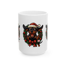 Load image into Gallery viewer, Festive Dachshund Dog Mug | Holiday Gift for Dog Lovers | Cute Christmas Coffee Cup | Pet Decor | Animal Lover Mug