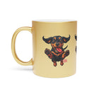 Happy Dachshund Illustration Metallic Mug | Silver or Gold