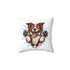 Red Border Collie Dog Lover's Square Pillow, Cute Pet Decor, Animal Gift, Throw Pillow for Home, Dog Art Cushion