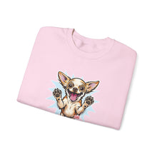 Load image into Gallery viewer, Chihuahua Splash Crewneck Sweatshirt  Cute Jumping Puppy Graphic