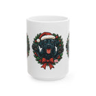 Festive Black Labrador Dog Mug, Christmas Mug, Holiday Gift, Pet Lover's Mug, Cute Black Lab Mug, Seasonal Coffee Mug