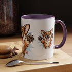 Excited Leaping Corgi  Accent Coffee Mug - Cute Dog Lover Gift (11oz)