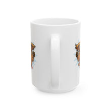 Load image into Gallery viewer, Happy Leaping Longhaired Dachshund Illustration Mug | Ceramic Coffee Cup