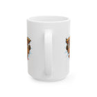 Happy Leaping Longhaired Dachshund Illustration Mug | Ceramic Coffee Cup