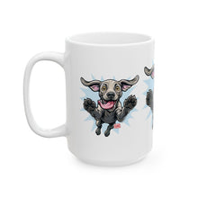 Load image into Gallery viewer, Happy Jumping Weimaraner Dog Mug | Playful Dog Illustration Ceramic Mug