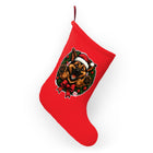 German Shepherd Christmas Wreath Stocking | Red Holiday GSD Stocking