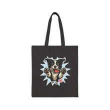 Load image into Gallery viewer, Playful Border Collie Dog Cotton Canvas Tote Bag | Eco-Friendly Shopping, Gift for Dog Lovers, Travel Tote, Pet Lover's Accessory