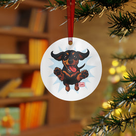 Dachshund Lover's Metal Ornament, Personalized Pet Memorial Decor, Holiday Keepsake, Unique Gift for Dog Owners, Christmas Decoration