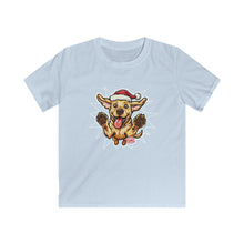 Load image into Gallery viewer, Festive Yellow Lab Dog Lovers Kids Softstyle Tee, Cute Puppy Shirt, Holiday Fun Apparel, Kids Christmas Gift, Pet Lover T-Shirt