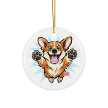 Load image into Gallery viewer, Happy Corgi Illustration Ceramic Ornament | Double-Sided