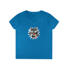 Cute Siberian Husky Dog Illustration Ladies' V-Neck T-Shirt, Pet Lover Gift, Casual Wear, Dog Mom Shirt
