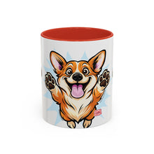Load image into Gallery viewer, Excited Leaping Corgi  Accent Coffee Mug - Cute Dog Lover Gift (11oz)
