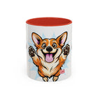 Excited Leaping Corgi  Accent Coffee Mug - Cute Dog Lover Gift (11oz)