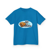 Load image into Gallery viewer, Kids Dog Lover Tee - Life is Golden, Cute Pet Shirt, Gift for Golden Retriever Lovers, Birthday Present, Summer Wear, Fun Casual Top
