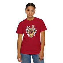 Load image into Gallery viewer, Festive French Bulldog T-shirt, Holiday Shirt, Unisex Tee, Dog Lover Gift, Christmas Apparel, Cute Pet T-shirt