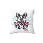 Excited Boston Terrier Pillow | Square Throw Pillow, Dog Face Illustration