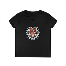 Load image into Gallery viewer, Cute Dog Lover V-Neck T-Shirt, Pet Lover Gift, Animal Rescue Tee, Red and White Border Collie Dog Mom Shirt