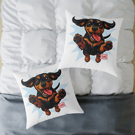 Playful Happy Dachshund Pillow , Multiple size options, Dachshund Lover Gift