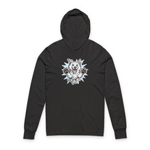 Load image into Gallery viewer, Playful White Husky Illustration Hoodie | Cute Jumping Dog Long Sleeve