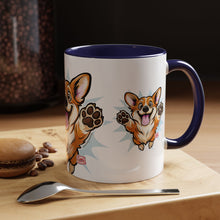 Load image into Gallery viewer, Excited Leaping Corgi  Accent Coffee Mug - Cute Dog Lover Gift (11oz)