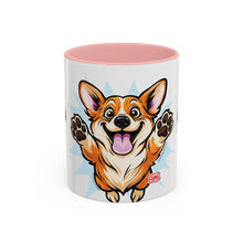 Load image into Gallery viewer, Excited Leaping Corgi  Accent Coffee Mug - Cute Dog Lover Gift (11oz)