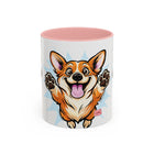 Excited Leaping Corgi  Accent Coffee Mug - Cute Dog Lover Gift (11oz)