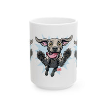 Load image into Gallery viewer, Happy Jumping Weimaraner Dog Mug | Playful Dog Illustration Ceramic Mug