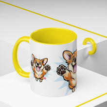Load image into Gallery viewer, Excited Leaping Corgi  Accent Coffee Mug - Cute Dog Lover Gift (11oz)