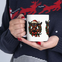 Load image into Gallery viewer, Festive Dachshund Dog Mug | Holiday Gift for Dog Lovers | Cute Christmas Coffee Cup | Pet Decor | Animal Lover Mug