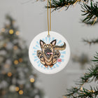 GSD Dog Lover Ceramic Ornaments - Playful German Shepherd Design (1-10 pcs)