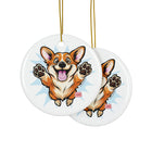 Happy Corgi Illustration Ceramic Ornament | Double-Sided